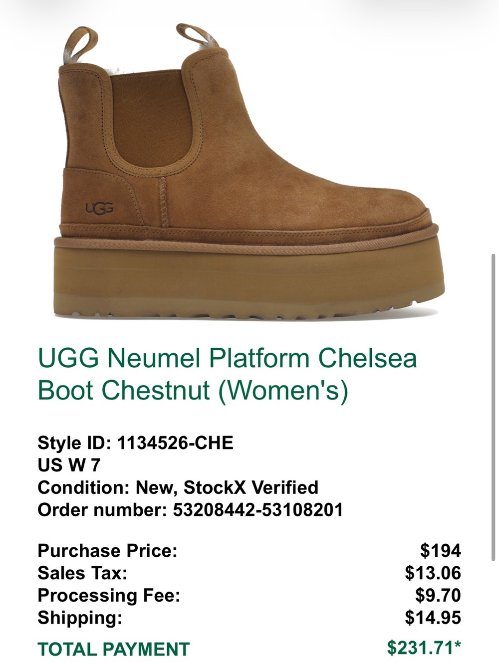 UGG Neumel Platform Chelsea Boot - Chestnut Suede